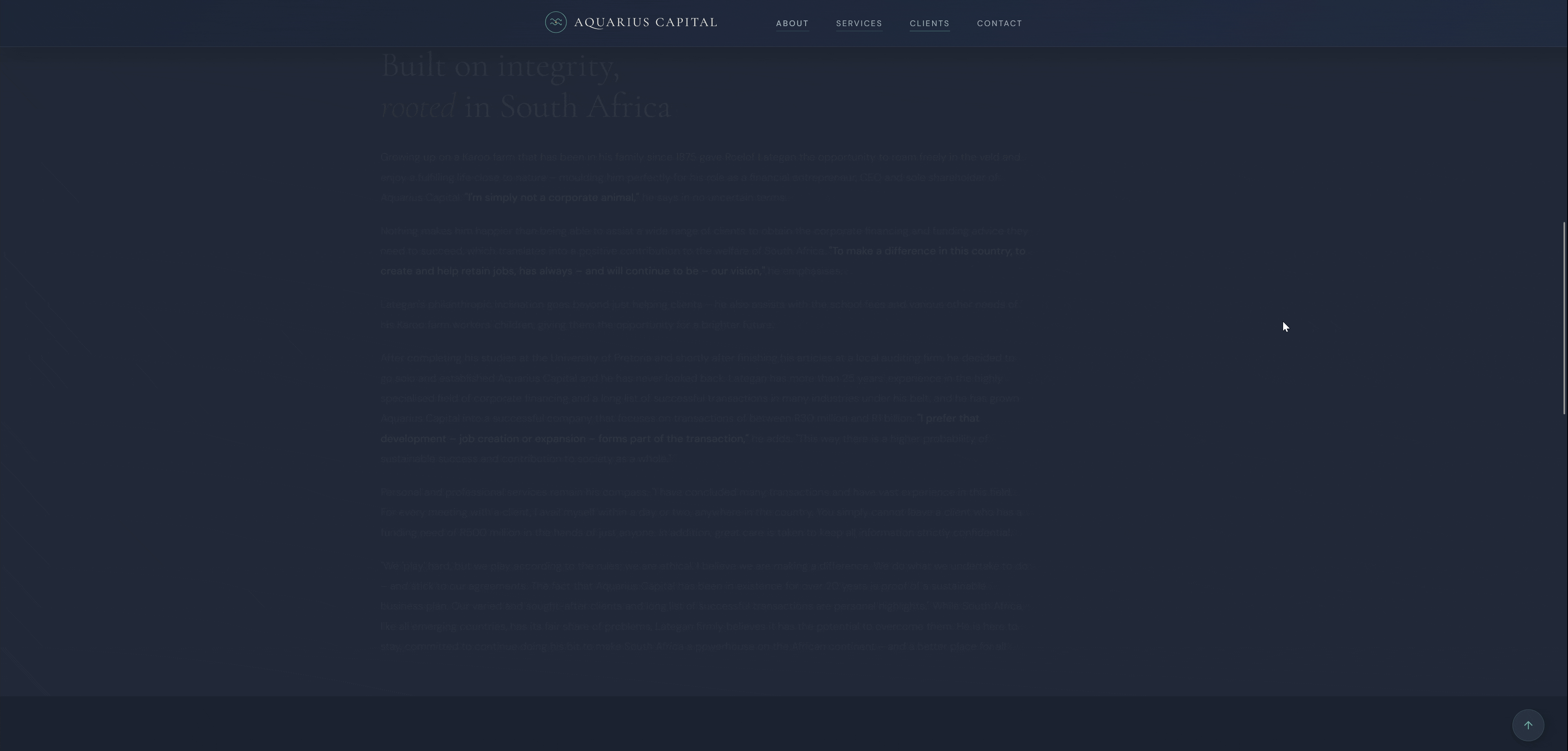 Aquarius Capital website UI